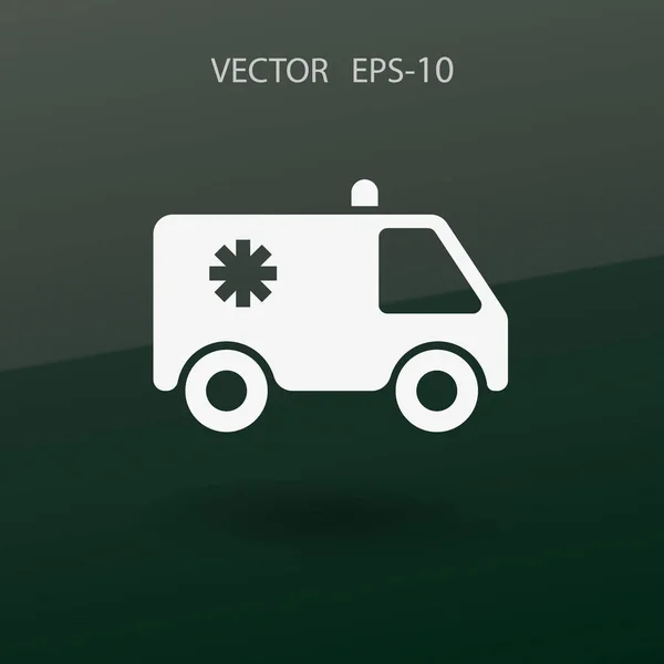 Ícone plano de ilustração vetorial de ambulância — Vetor de Stock