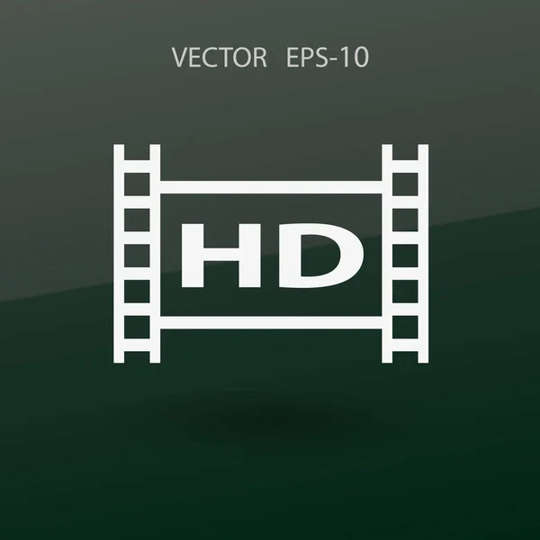 Platte icoon van hd-video. vectorillustratie — Stockvector