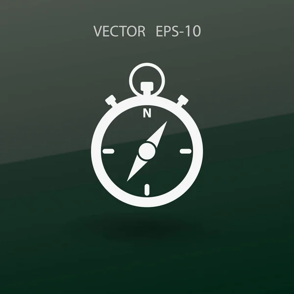Icona del cronometro a ombra lunga piatta, illustrazione vettoriale — Vettoriale Stock