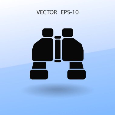 Düz uzun dürbün simgesi, vektör çizim gölge