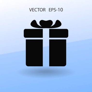 Düz uzun hediye kutusu simgesi, vektör çizim gölge