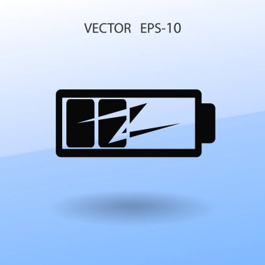 Düz pil düşük güç simgesi, vektör çizim