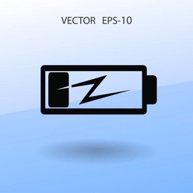 Düz pil düşük güç simgesi, vektör çizim