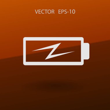 Düz pil düşük güç simgesi, vektör çizim