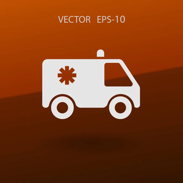 Icono plano de la ilustración vectorial ambulancia — Vector de stock