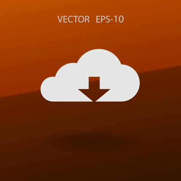 Icono plano de la nube de descarga. ilustración vectorial — Vector de stock