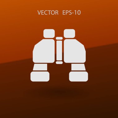 Düz uzun dürbün simgesi, vektör çizim gölge