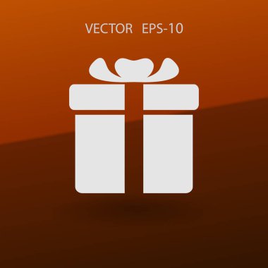 Düz uzun hediye kutusu simgesi, vektör çizim gölge