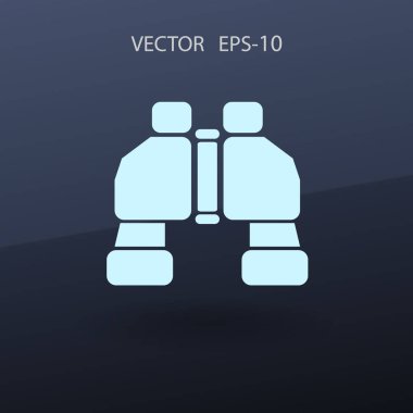 Düz uzun dürbün simgesi, vektör çizim gölge