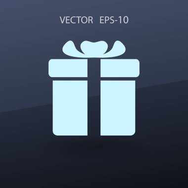 Düz uzun hediye kutusu simgesi, vektör çizim gölge