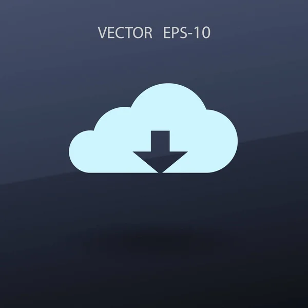 Icono plano de la nube de descarga. ilustración vectorial — Vector de stock