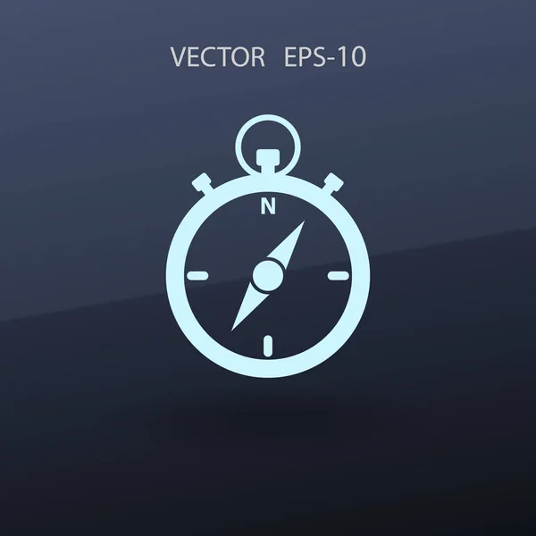 Flat long shadow Stopwatch icon, vector illustration — Stock Vector