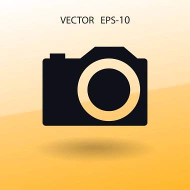 Düz simgesi bir fotoğraf makinesi. vektör çizim
