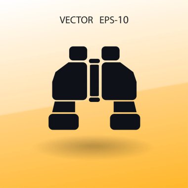 Düz uzun dürbün simgesi, vektör çizim gölge