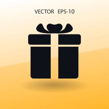 Düz uzun hediye kutusu simgesi, vektör çizim gölge