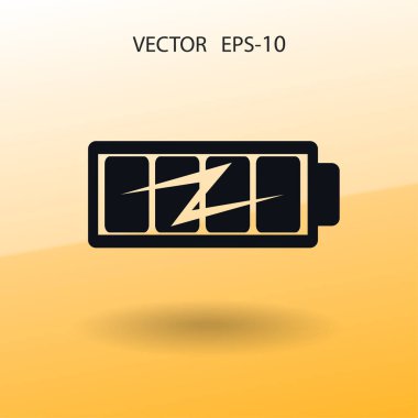 Tam pil şarj simgesi düz, illüstrasyon vektör