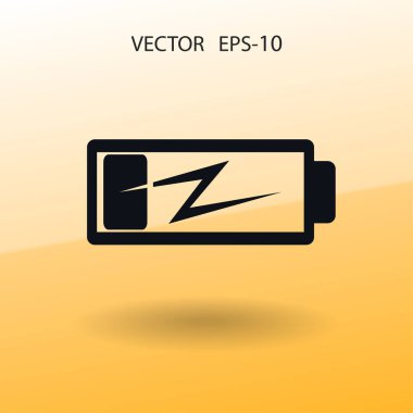 Düz pil düşük güç simgesi, vektör çizim