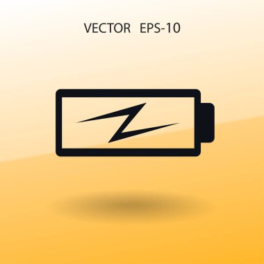 Düz pil düşük güç simgesi, vektör çizim