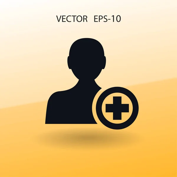 Icono plano de añadir amigo vector ilustración — Vector de stock