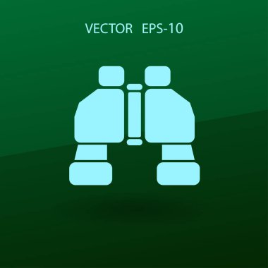 Düz uzun dürbün simgesi, vektör çizim gölge