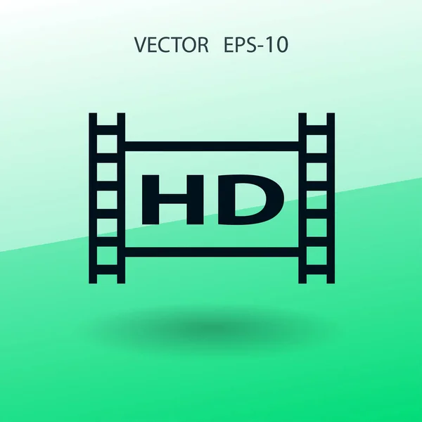 Platte icoon van hd-video. vectorillustratie — Stockvector