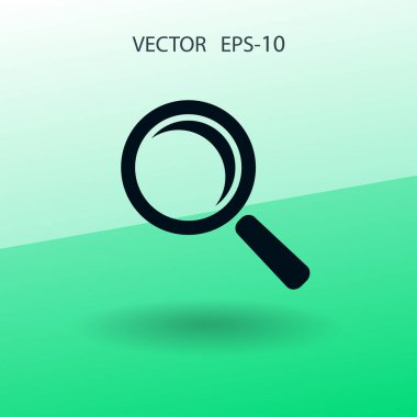 Büyüteç düz simgesi. vektör çizim