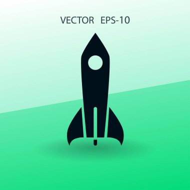 Düz simgesi roket. vektör çizim