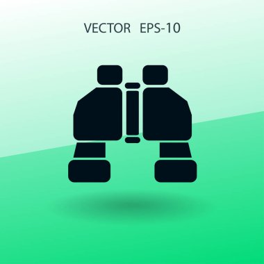 Düz uzun dürbün simgesi, vektör çizim gölge