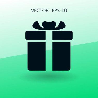 Düz uzun hediye kutusu simgesi, vektör çizim gölge