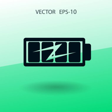 Tam pil şarj simgesi düz, illüstrasyon vektör