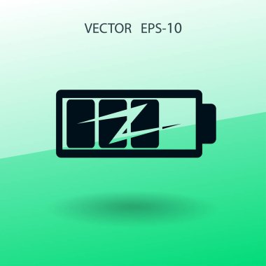 Düz pil simgesi, vektör çizim