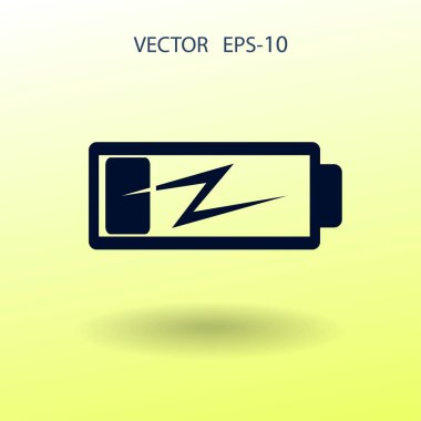 Düz pil düşük güç simgesi, vektör çizim