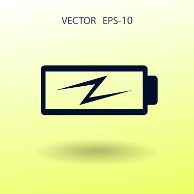 Düz pil düşük güç simgesi, vektör çizim