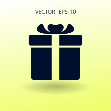 Düz uzun hediye kutusu simgesi, vektör çizim gölge