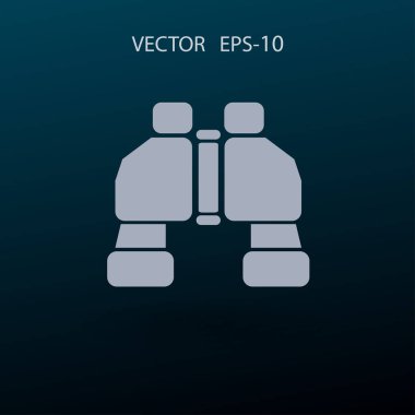 Düz uzun dürbün simgesi, vektör çizim gölge