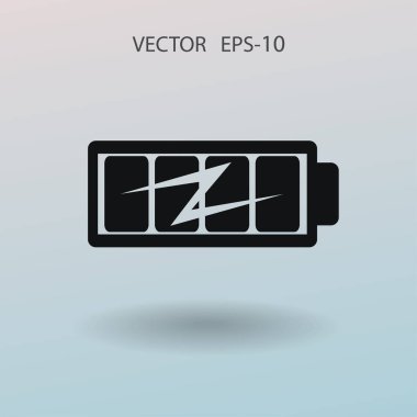 Tam pil şarj simgesi düz, illüstrasyon vektör