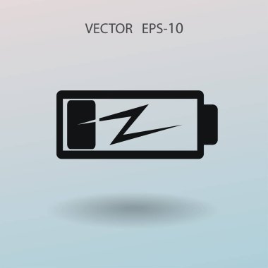Düz pil düşük güç simgesi, vektör çizim