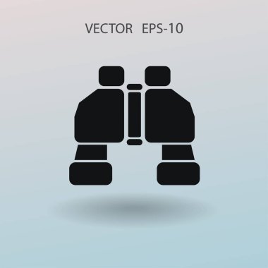 Düz uzun dürbün simgesi, vektör çizim gölge