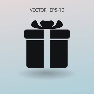 Düz uzun hediye kutusu simgesi, vektör çizim gölge