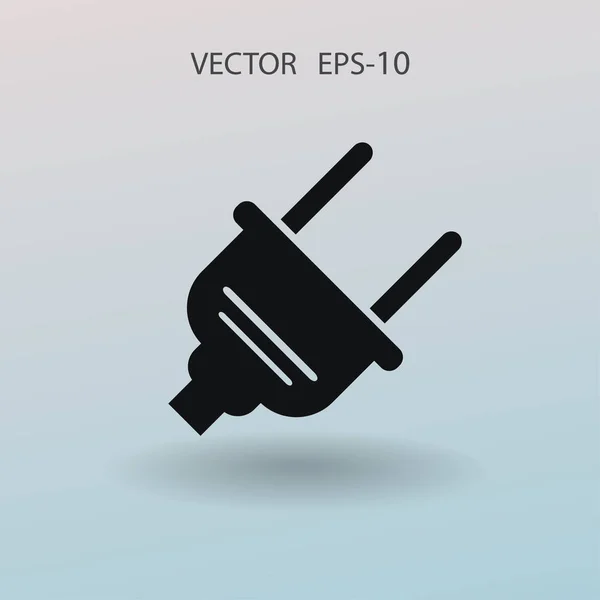 Plano un icono de vector de enchufe de alimentación — Vector de stock