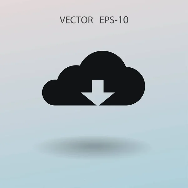 Icono plano de la nube de descarga. ilustración vectorial — Vector de stock