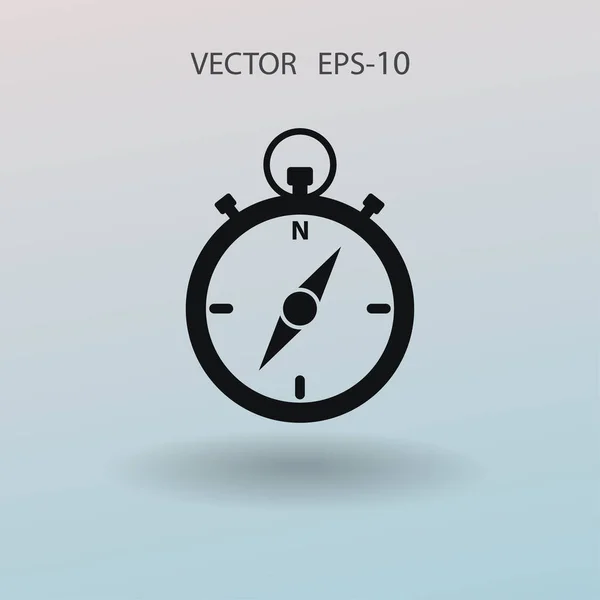 Flat long shadow Stopwatch icon, vector illustration — Stock Vector