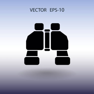 Düz uzun dürbün simgesi, vektör çizim gölge