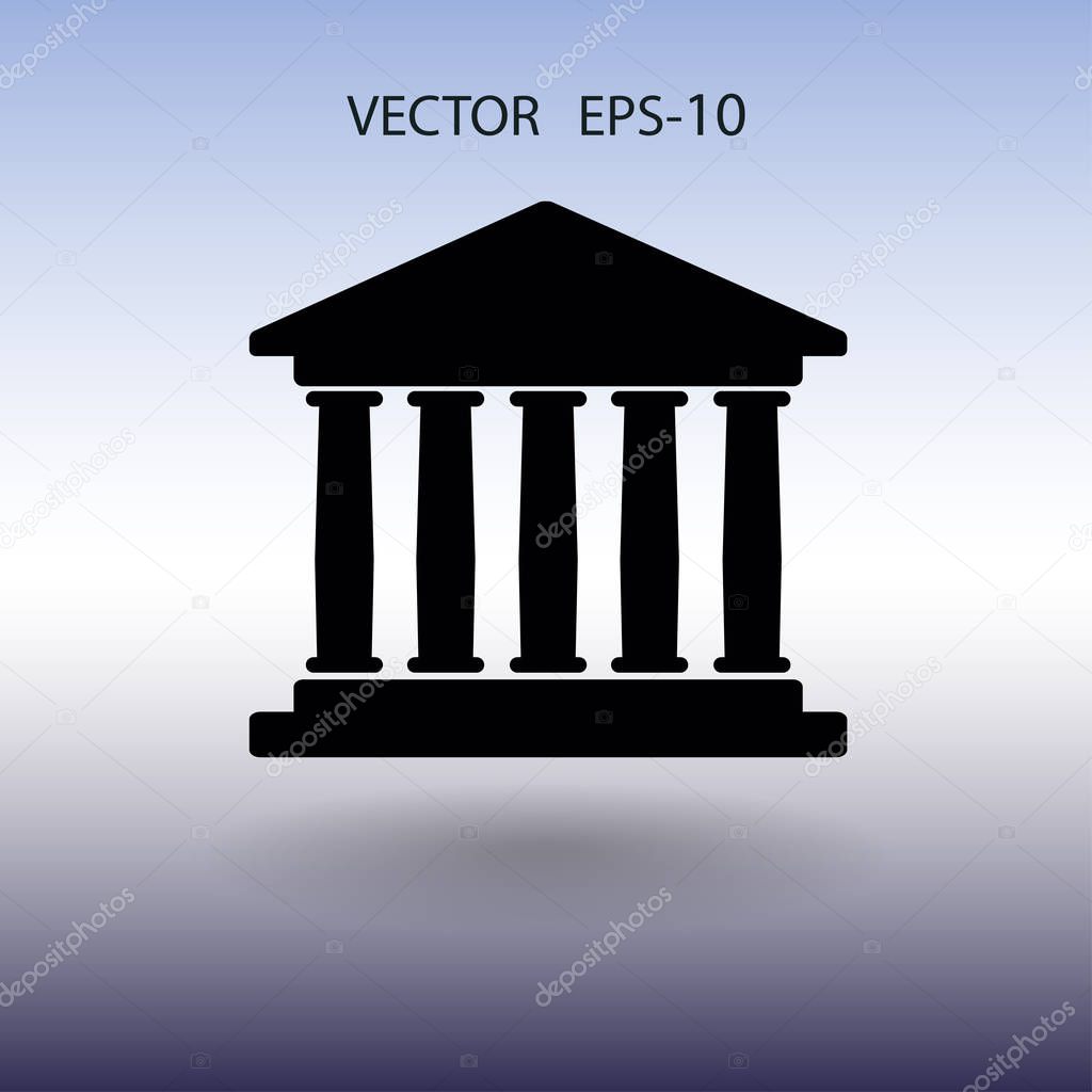 Flat  icon of bank building. vector illustration