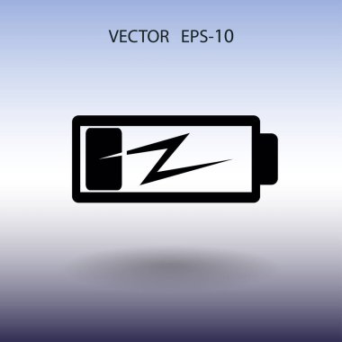 Düz pil düşük güç simgesi, vektör çizim