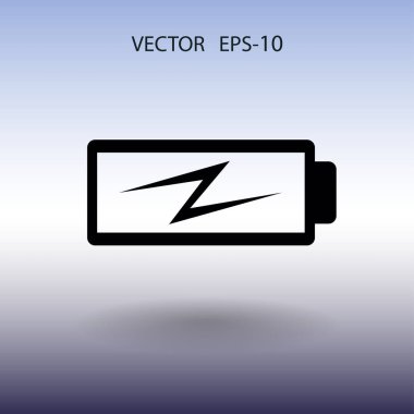 Düz pil düşük güç simgesi, vektör çizim