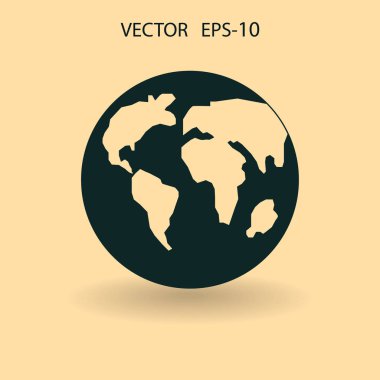 Dünyanın düz simgesi. vektör çizim