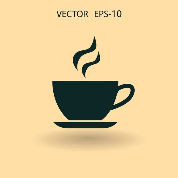 Flache lange Schatten-Tasse mit Heißgetränk-Symbol, Vektorillustration — Stockvektor