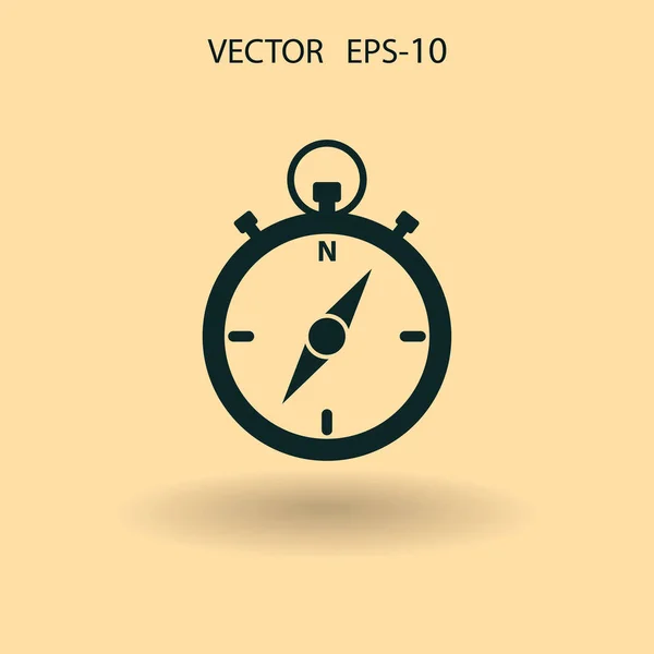 Ícone de cronômetro de sombra longa plana, ilustração vetorial — Vetor de Stock