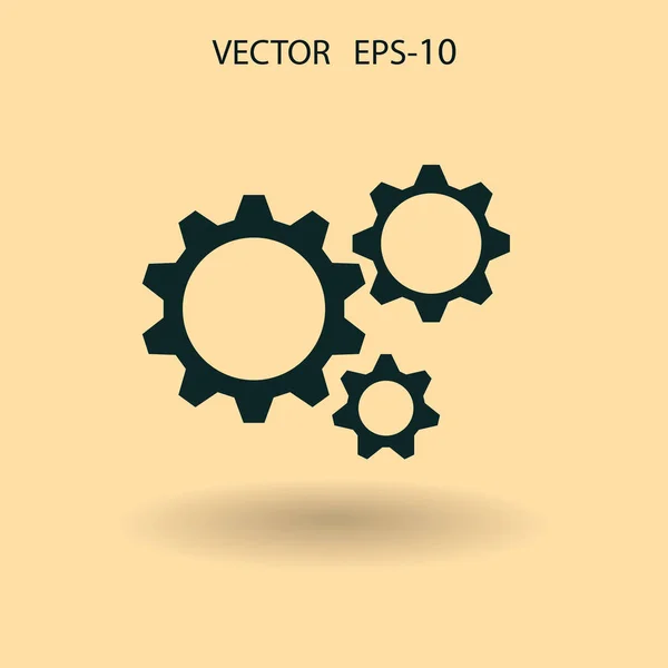 Flat icon of gears. vector illustration — Stock Vector